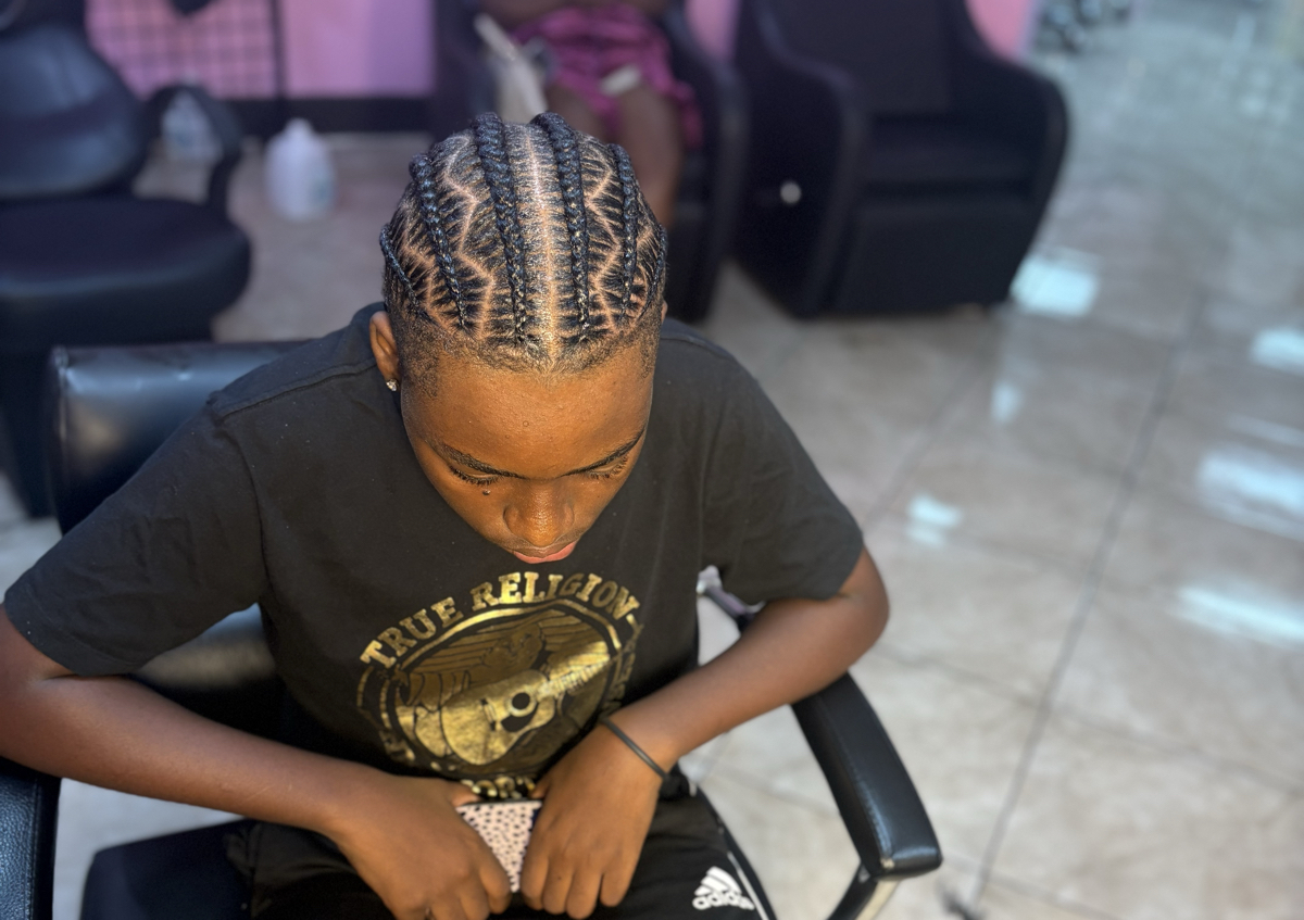 Natural hair wash and 6 stitch braids 
