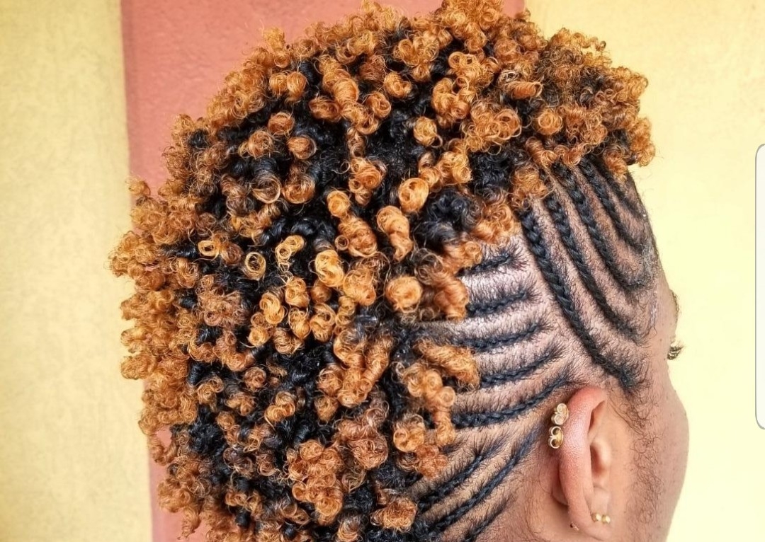 Finger coils with cornrows 