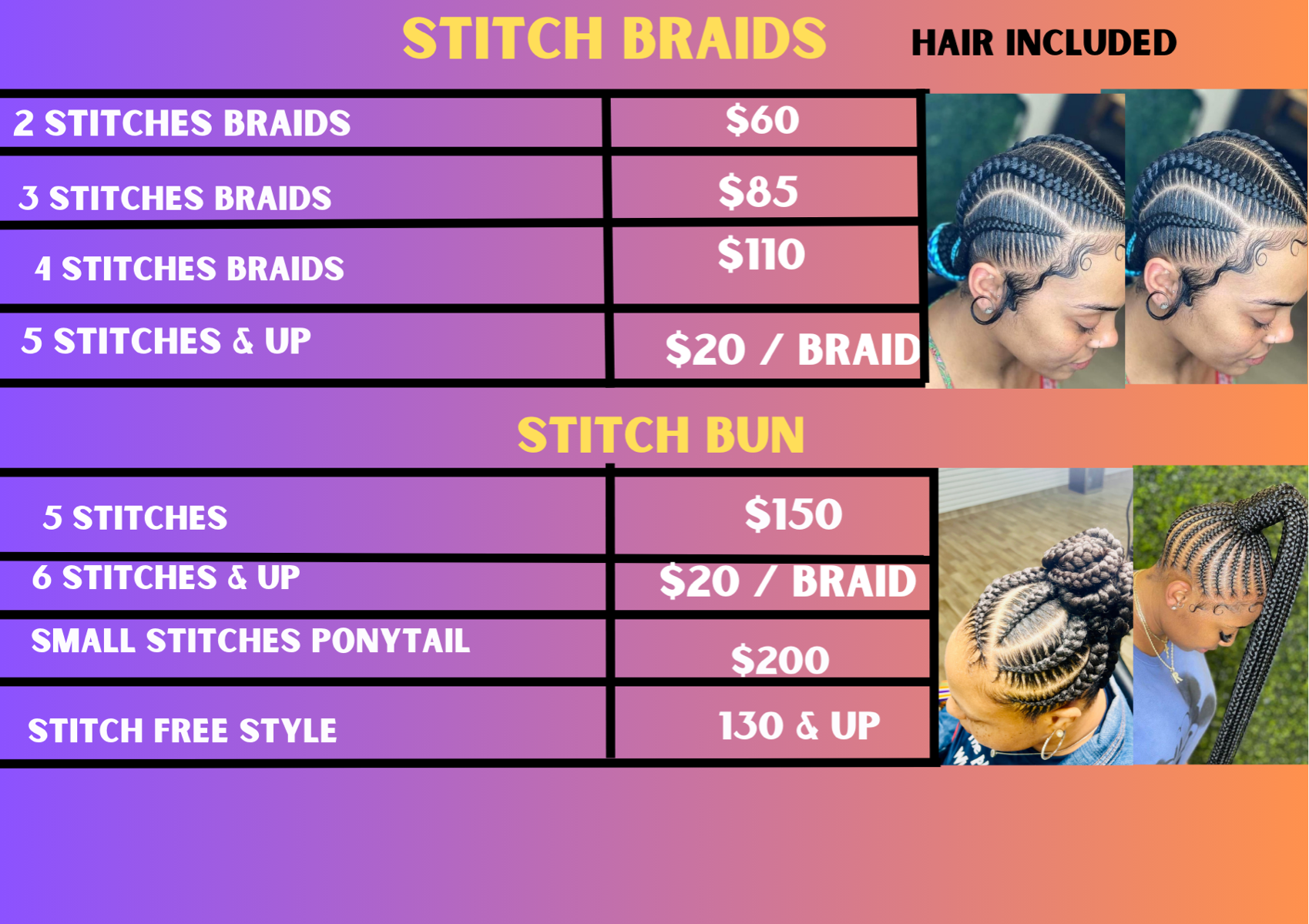 Stitch braids