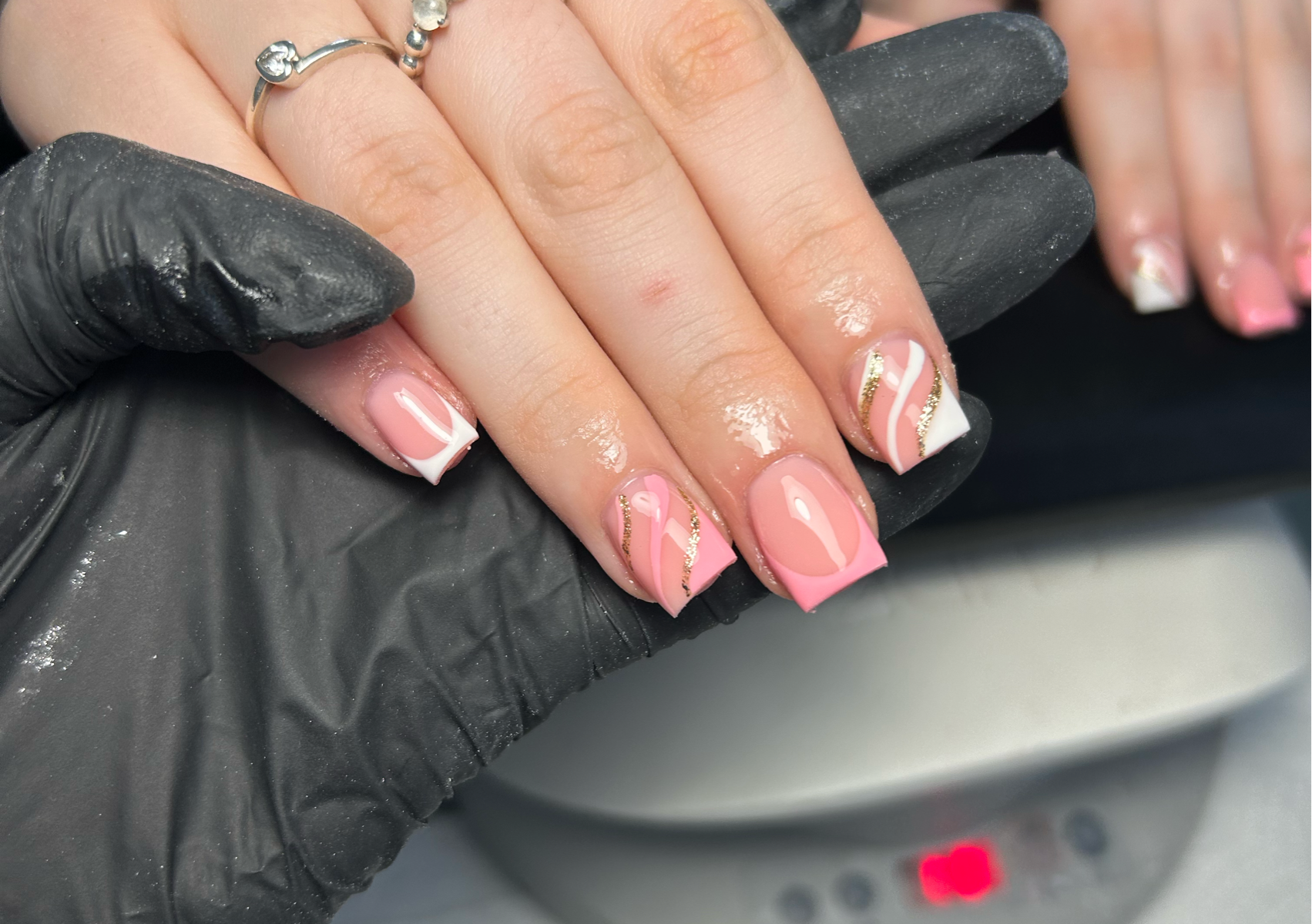Builder gel with extensions & simple designs or french