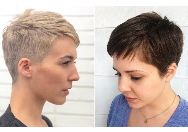 Color full y bower extra extra corto (cabello largo solo en la coronilla )