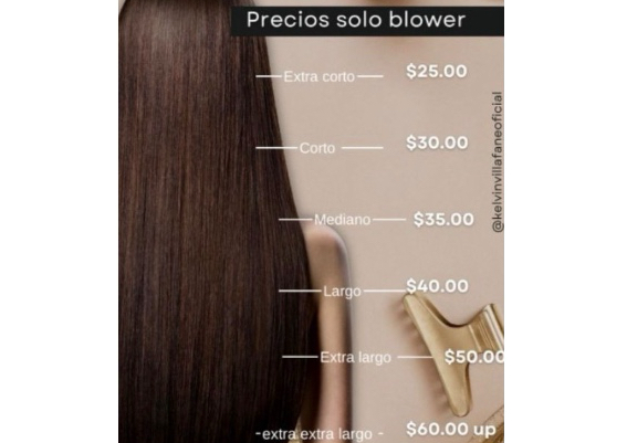 Blower largo  ( cabello  entre el nivel  del hombro y la cinta de bracier)