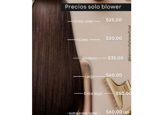 Blower extra largo  (cabellos  entre  el nivel de la cinta del bracier y los codos)