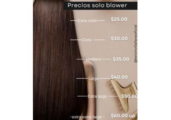 Blower mediano ( cabello entre el nivel del medio cuello  y tocando los hombros) 