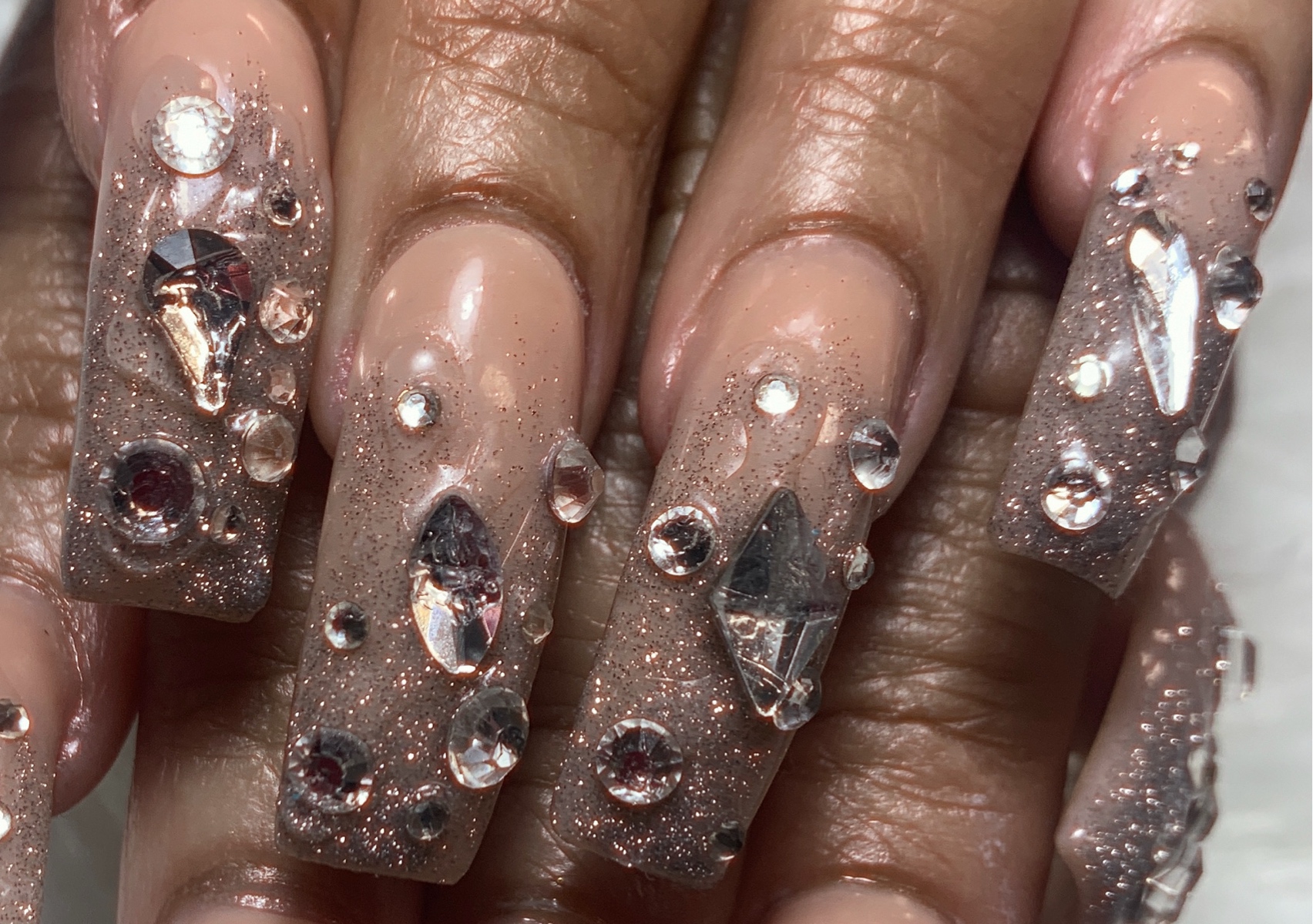 Glitter Ombre With Mixed Bling