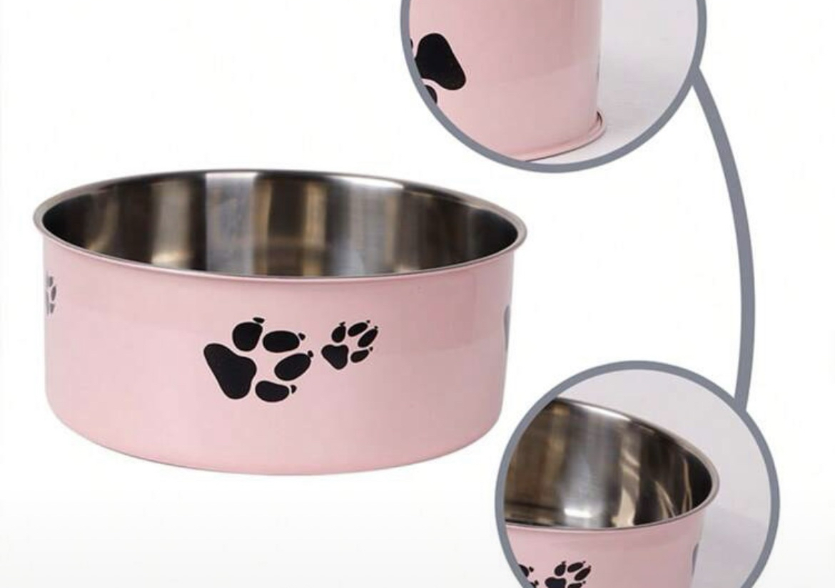 Small Dog Food & Water Bowl ~ Baby Pink