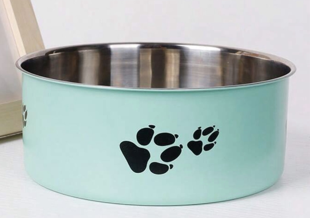 Large Dog Food & Water Bowl~Mint Green