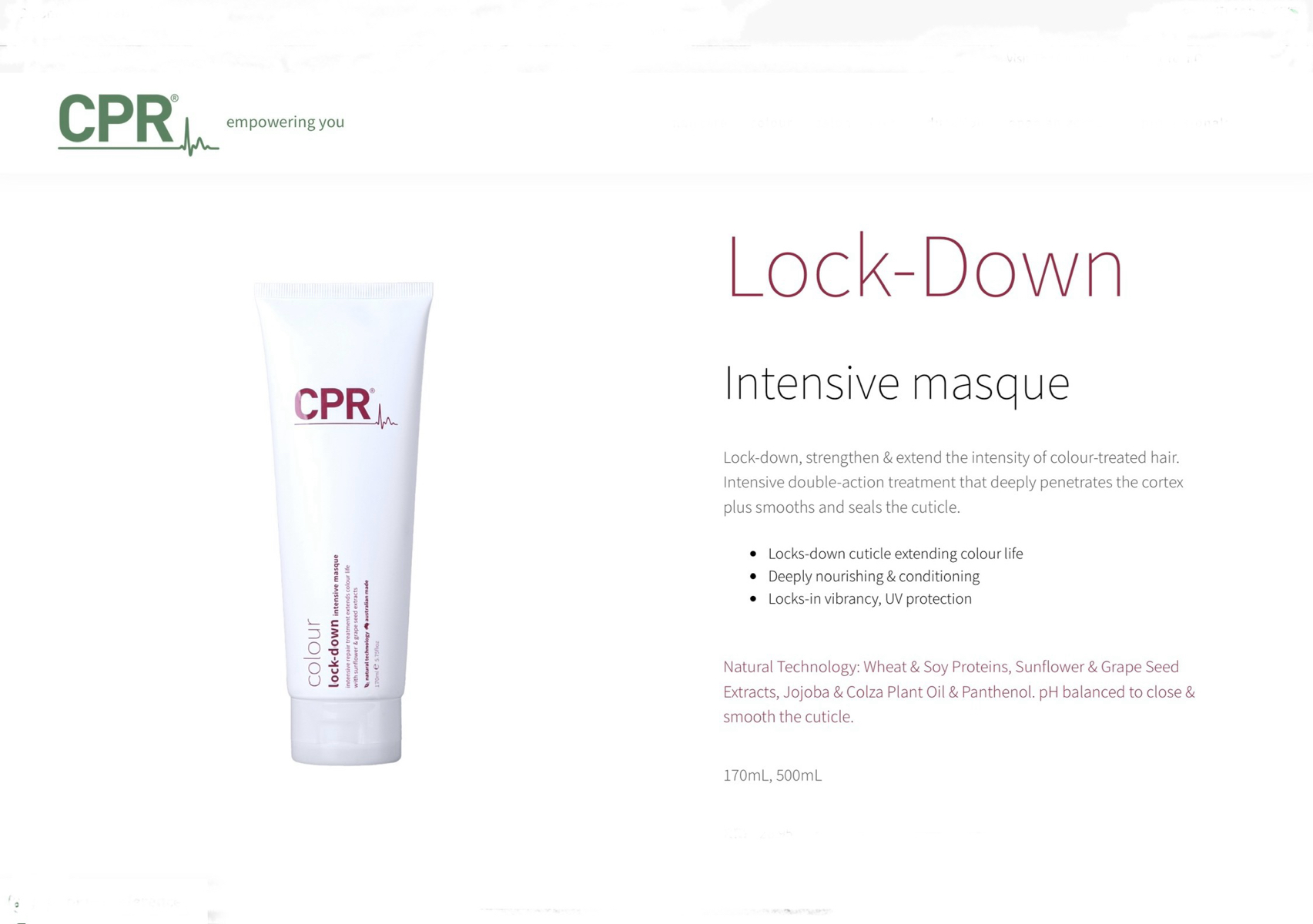 Colour Intensive Masque 170 mls RR $28.95