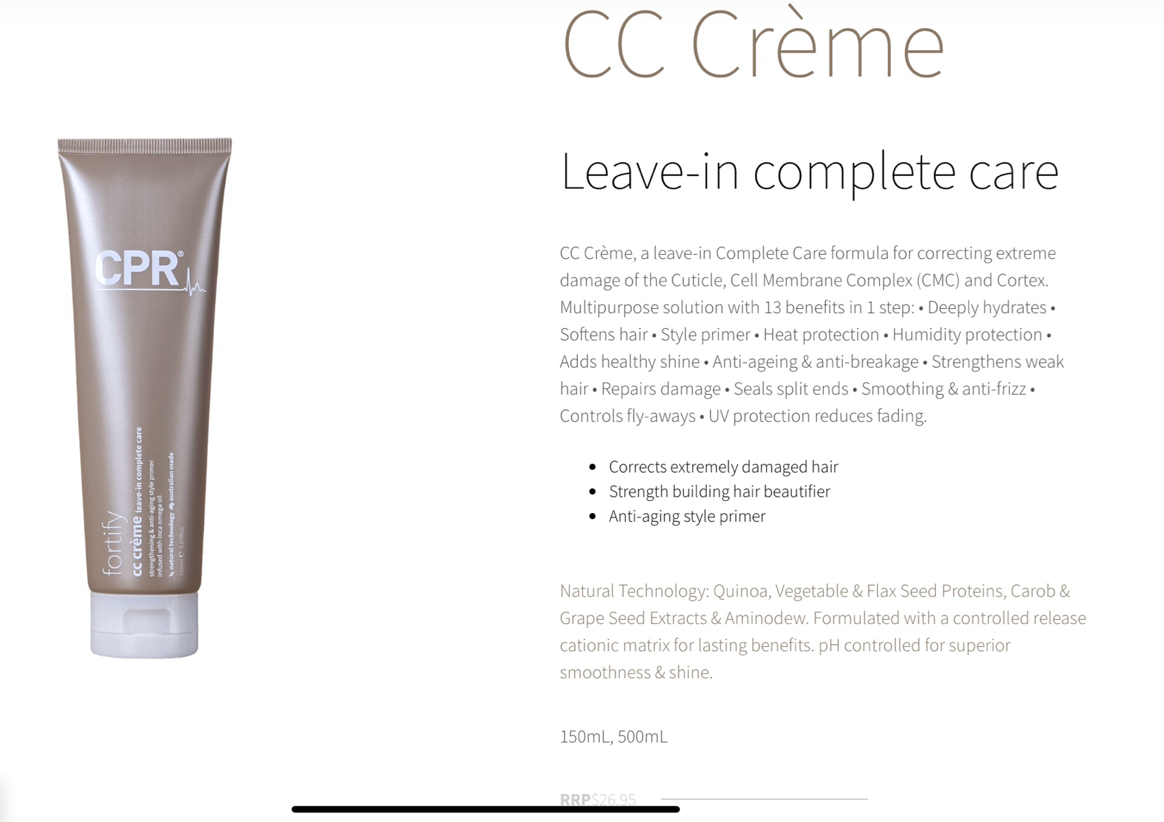 Fortify Cc Creme 150 mls RR$ 28.95