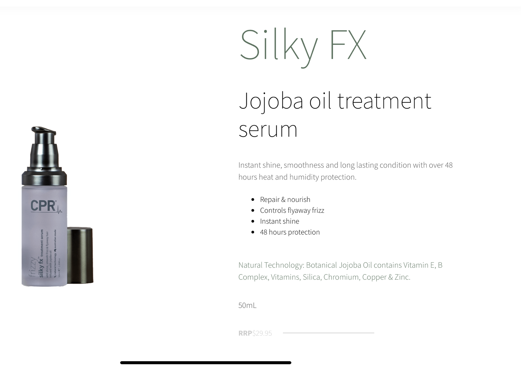 Silky FX Jojoba oil treatment serum