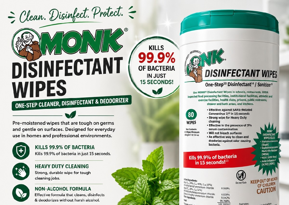 MONK Disinfectant Wipes 🧻✨
