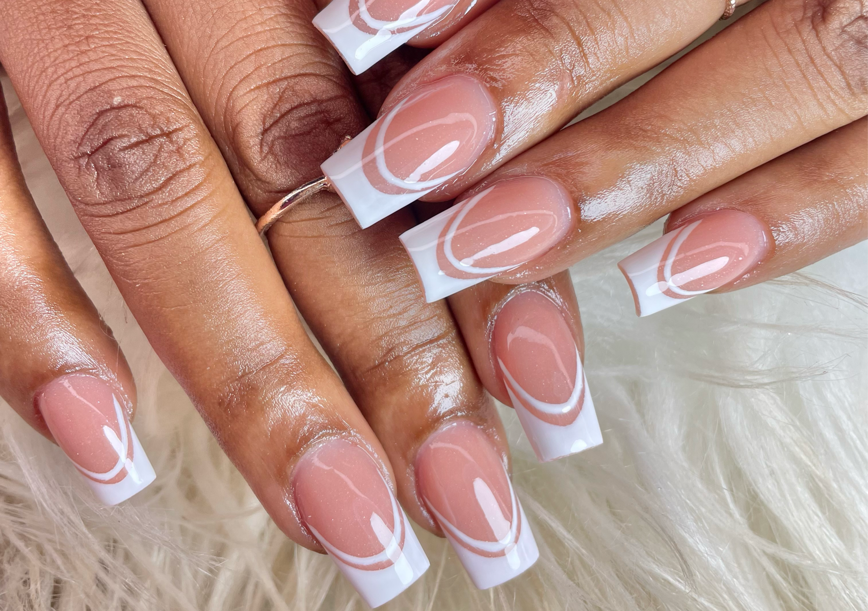 Acrylic + tips (Frenchies with a design)