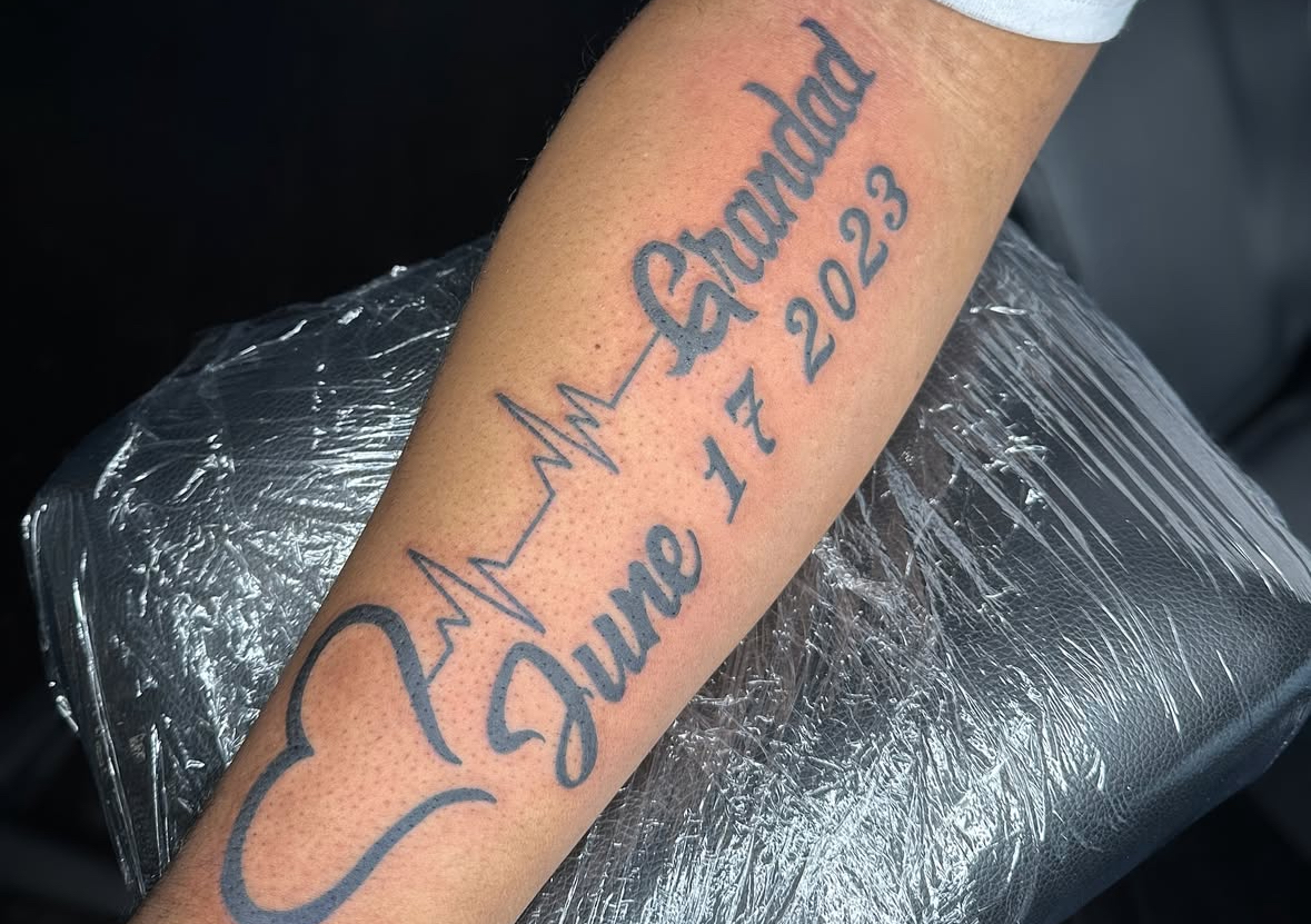 paragraph, sentence, or name & date tattoo 
