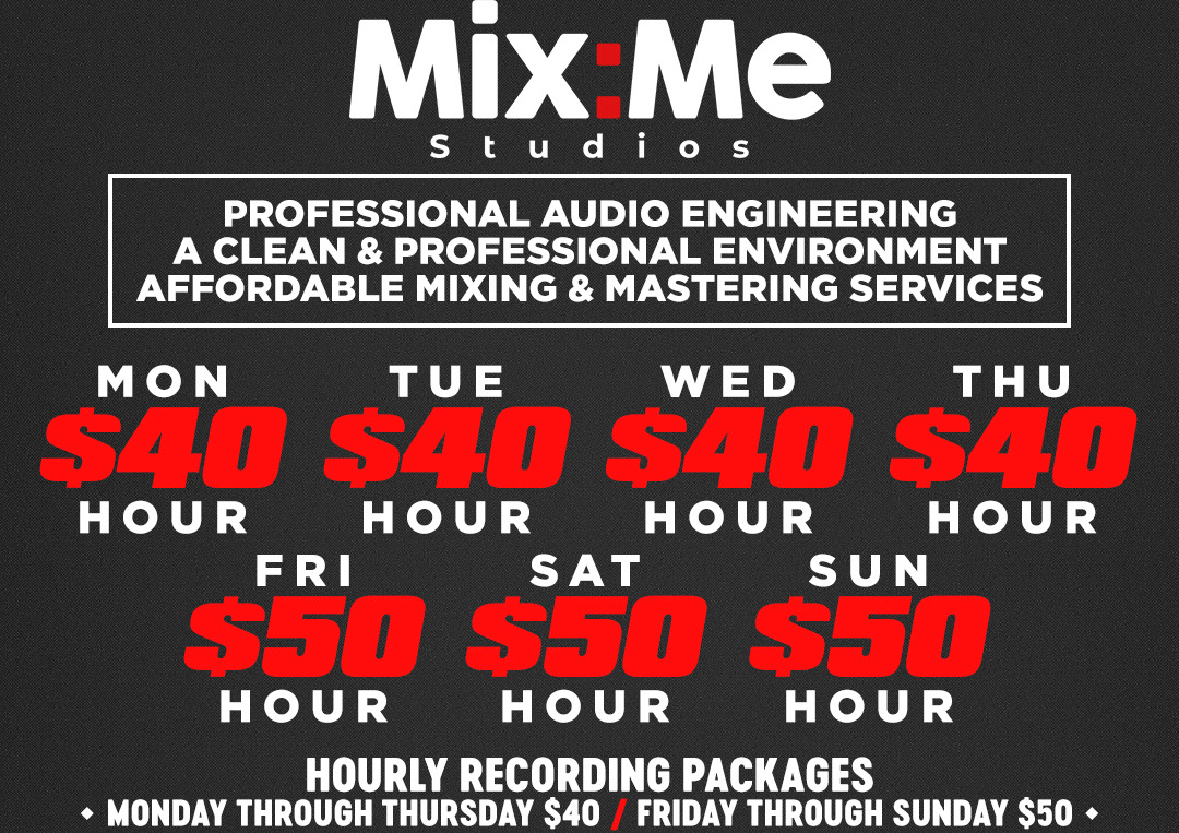 $40/hour (5-hour block): Monday through Thursday