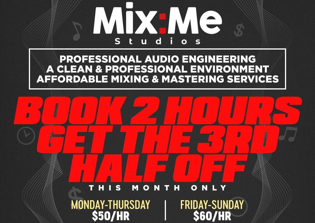 $50/hour (3-hour promo block): Monday through Thursday
