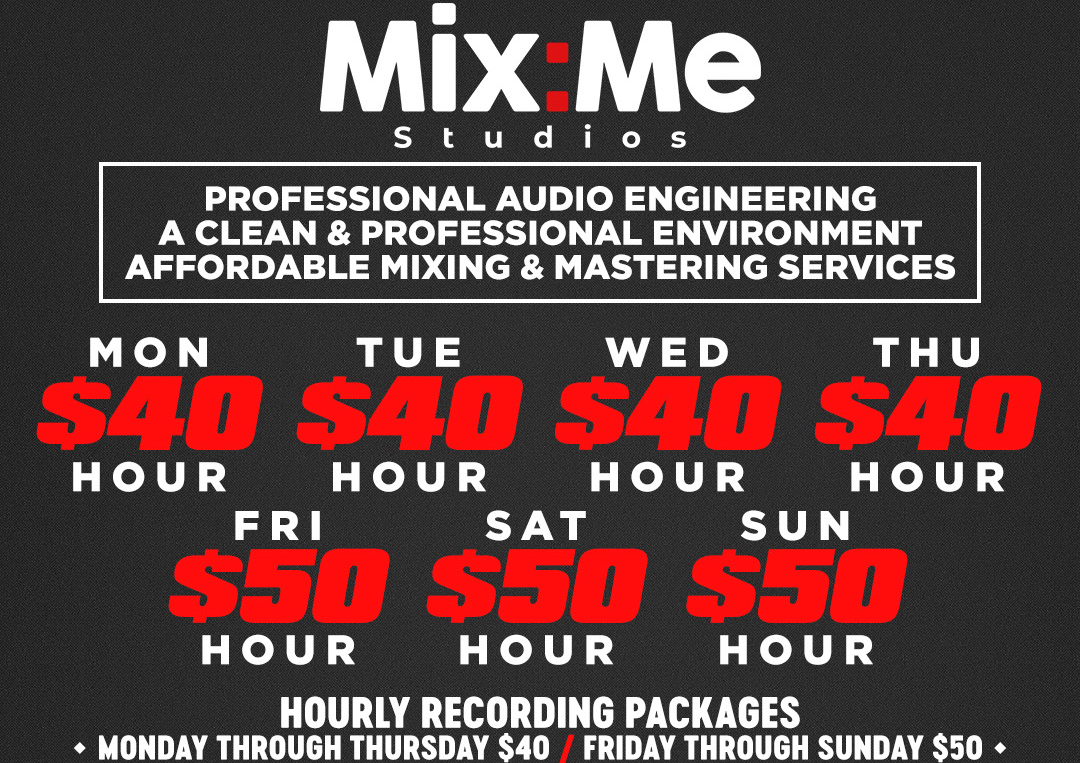 $40/hour (4-hour block): Monday through Thursday