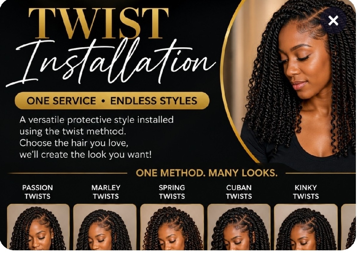 Large Twist Installation ( Hair 🚫 included)