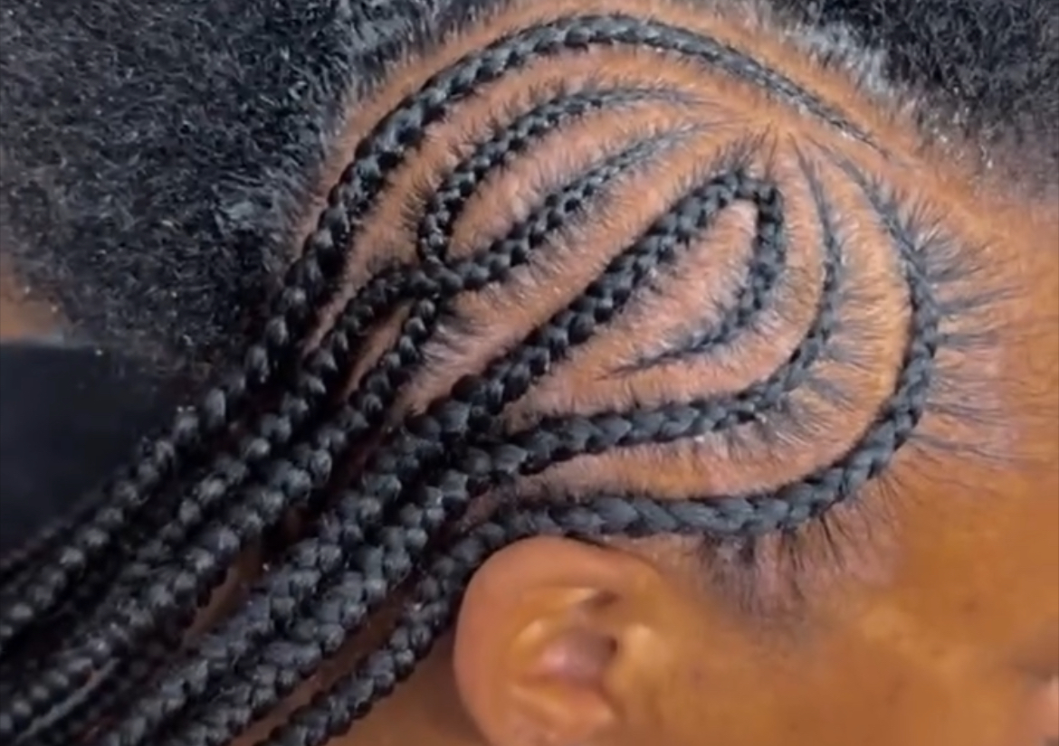 Medium straight back braids w/boho