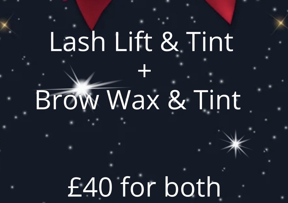 Lash lift and tint + brow wax and tint 