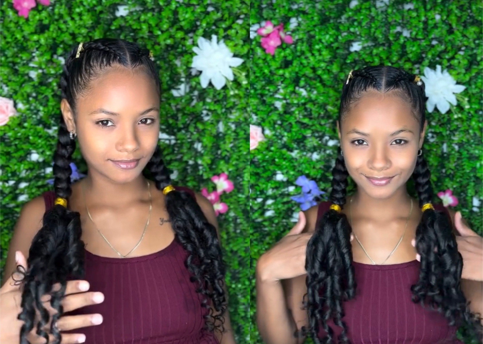 2 Braids ext.. curls