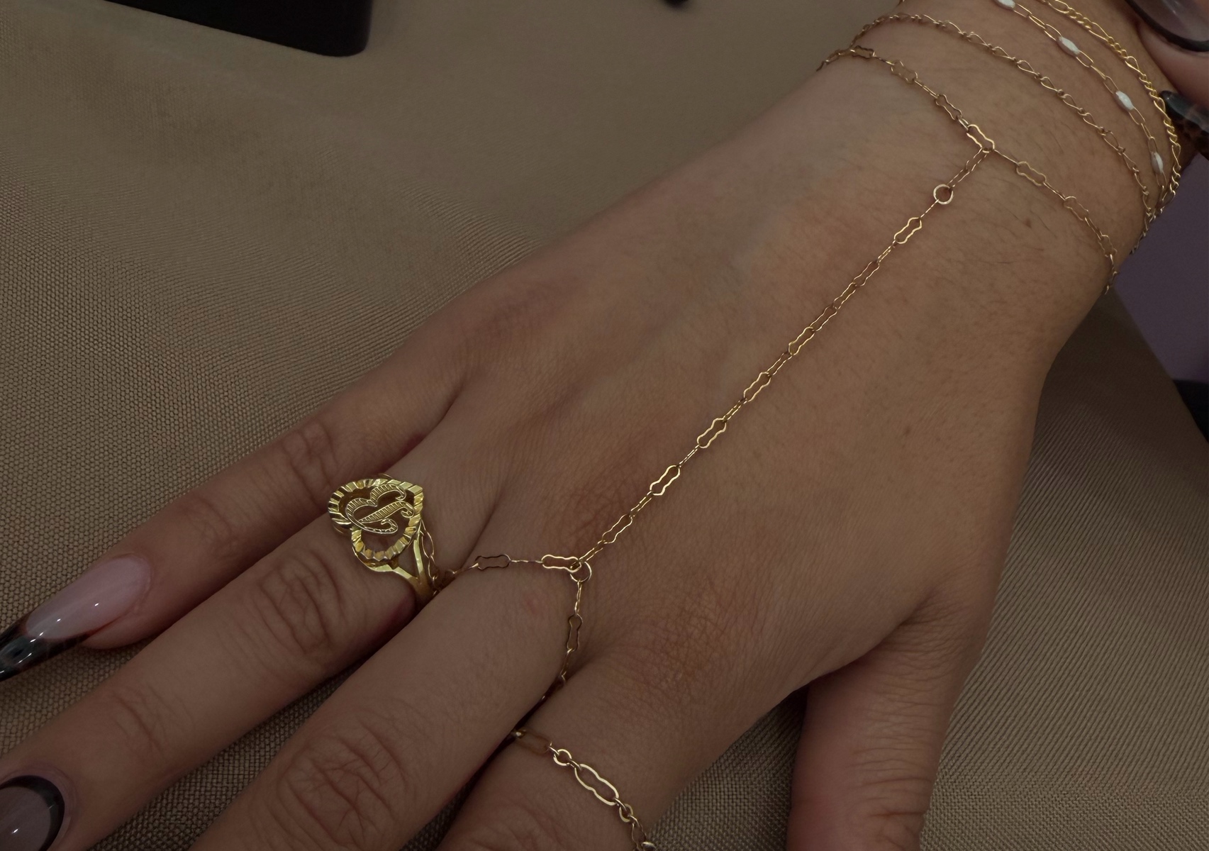 Hand chain with ring 14K