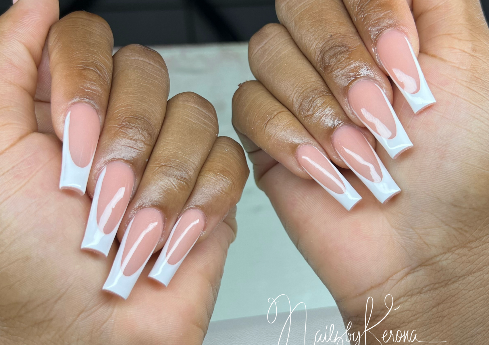 Pink and White (French) Medium (paint) NO DESIGNS