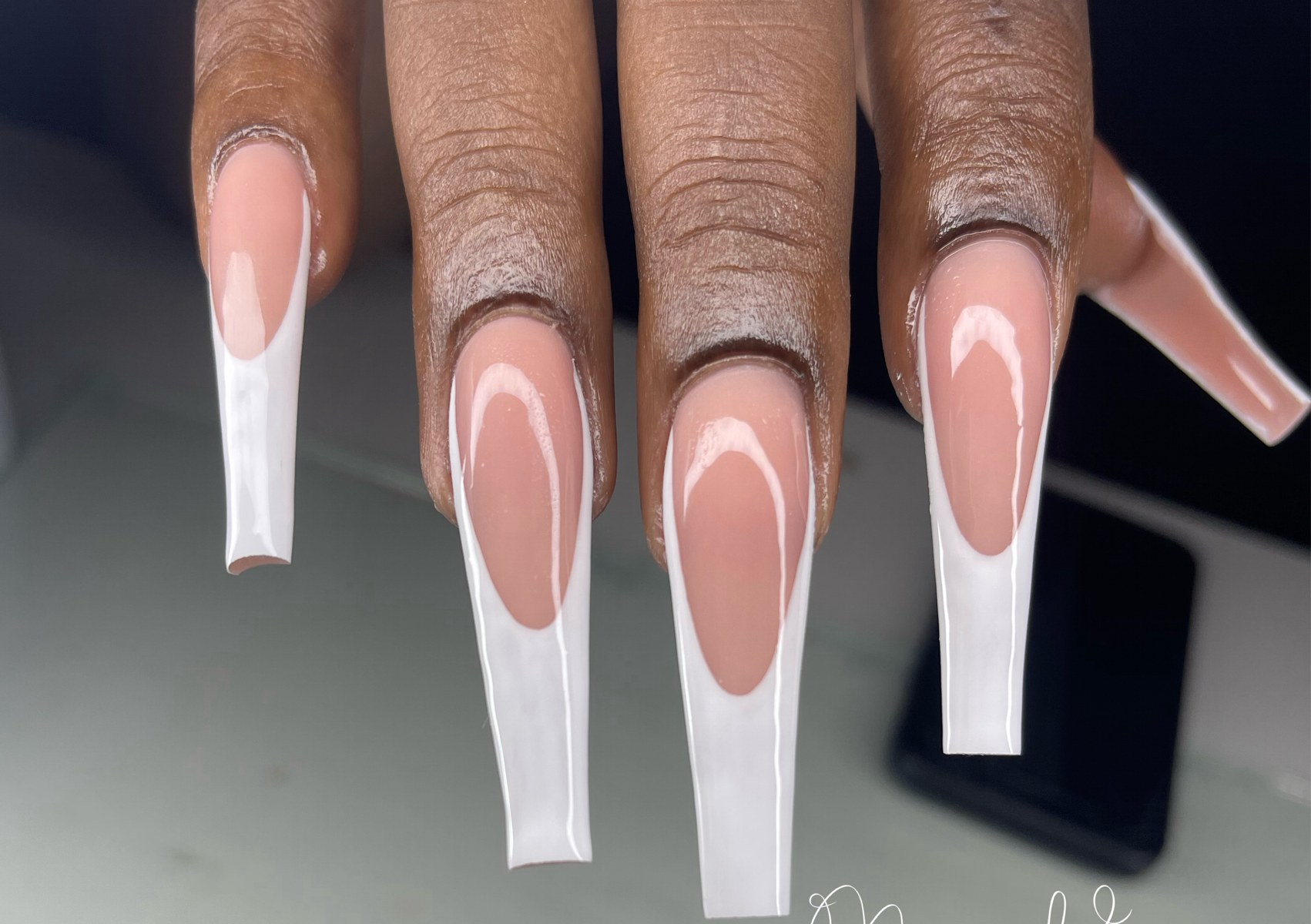 Pink and White French XL painted NO DESIGNS