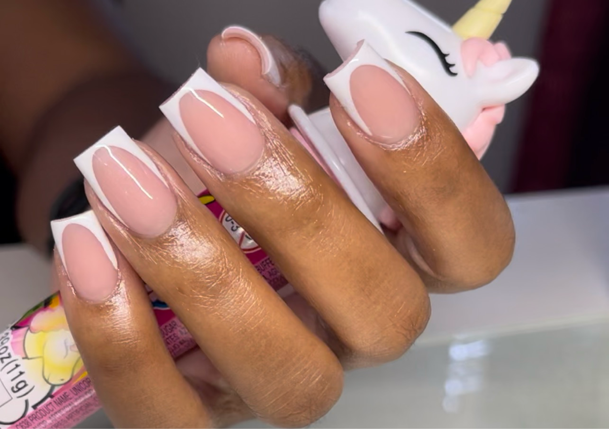 Pink & White (French) Short (paint) NO DESIGNS