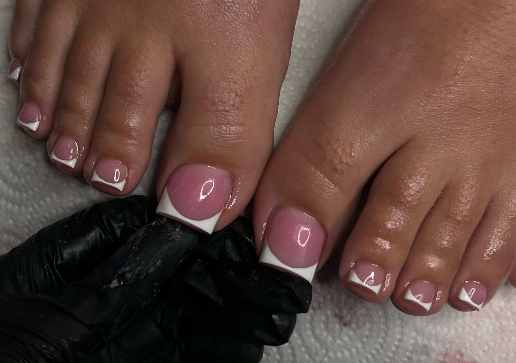 Acrylic Toes  (basic french tips)