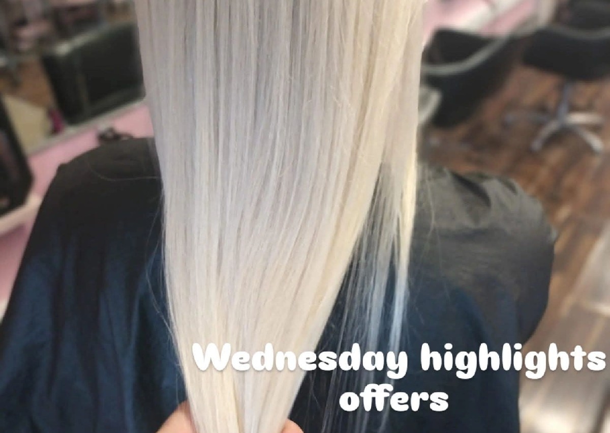 Half head root highlights hair on or  below shoulder inc olaples bonder and straight blow dry 