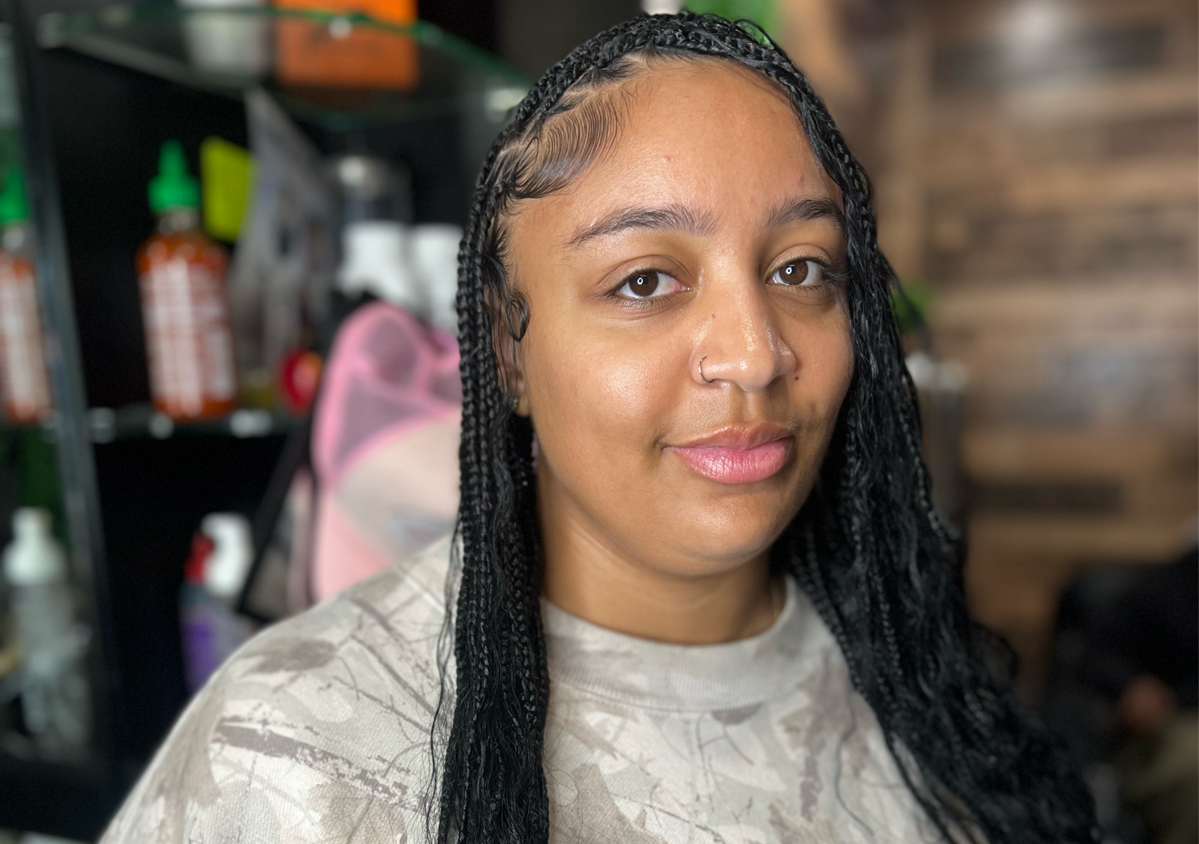 Natural Color Med. boho Knotless braids