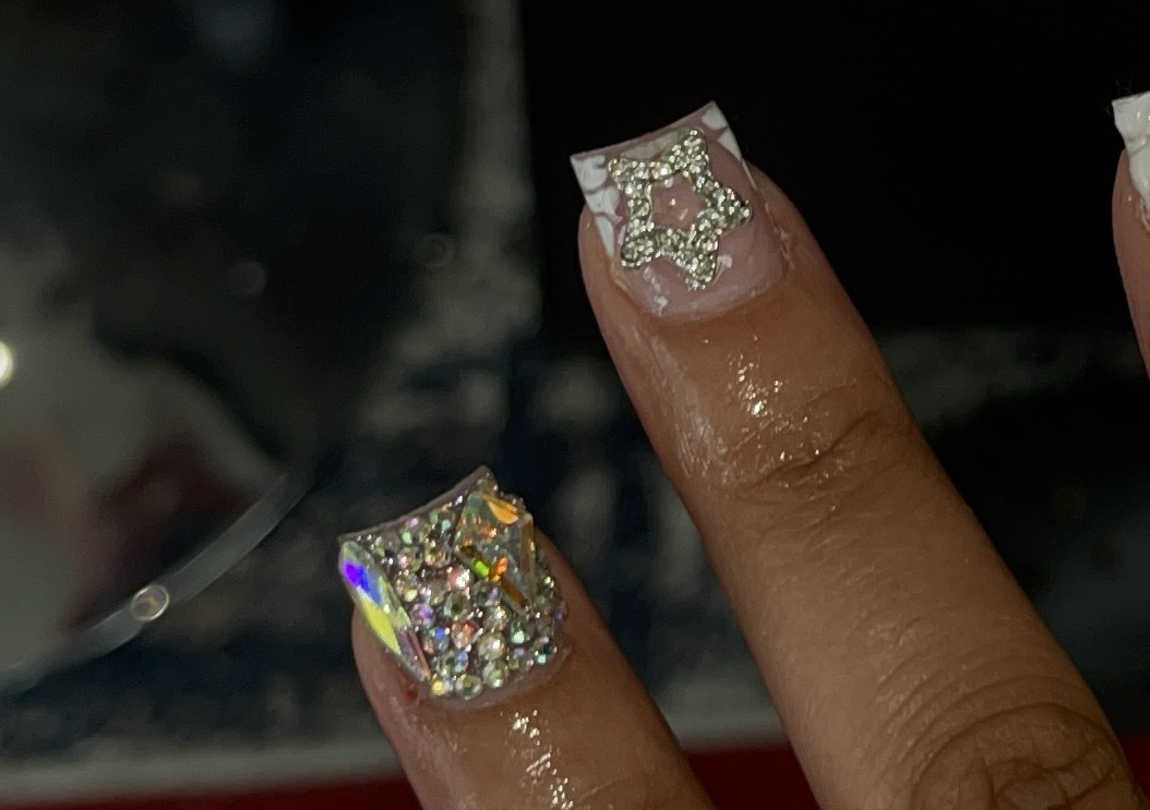 Blinged nail/ French tip