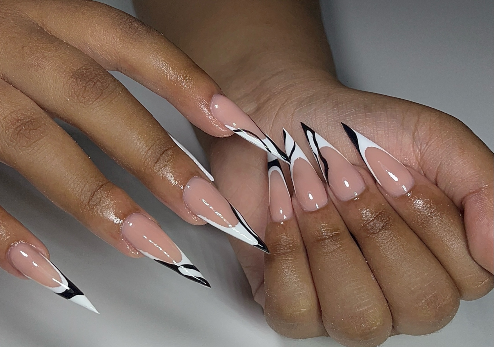 Long Acrylic French Manicure 