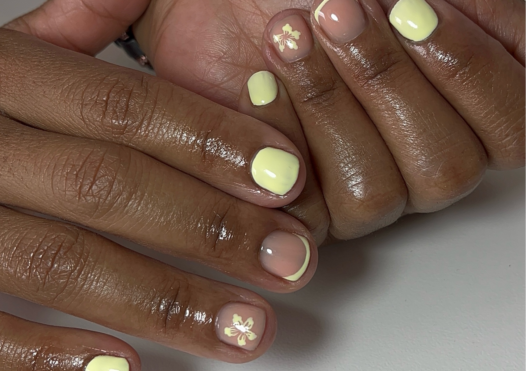 Rubber Base Gel French Manicure on Natural Nails 