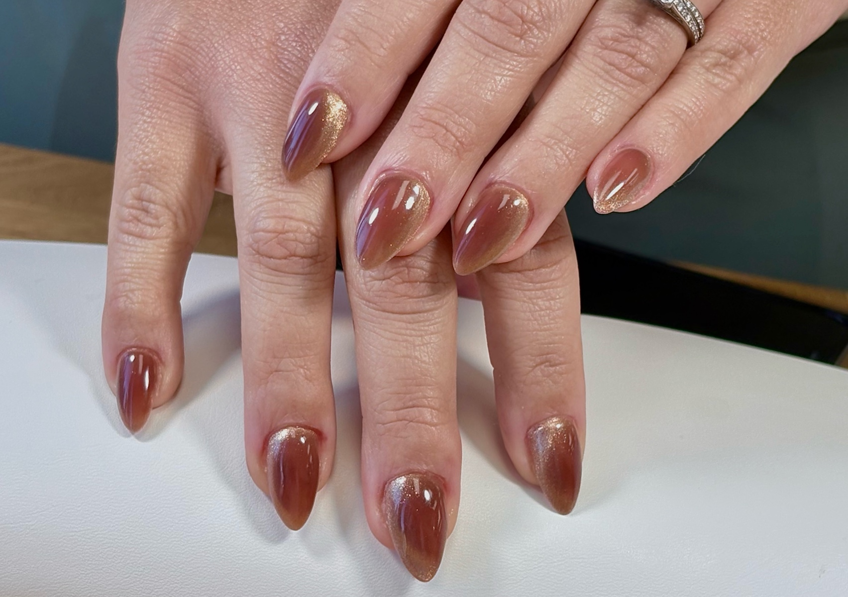 Med- Tier 1- Single color Full Russian manicure (e-file cuticle work, perfect cuticles) • One solid gel color