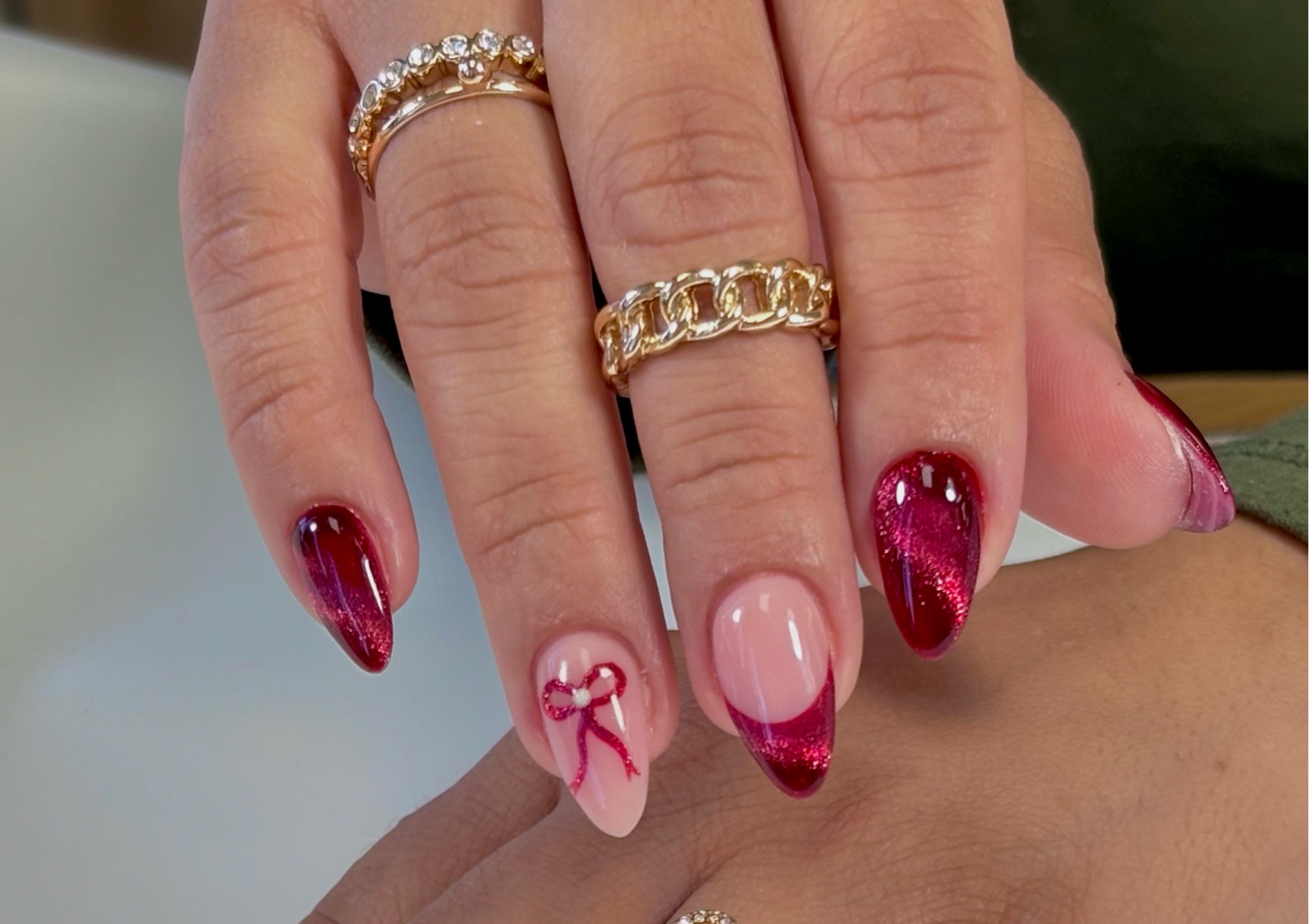 Med- Tier 2- Minor design Full Russian manicure • Gel color • Simple accents (1-3 nails) Examples: thin lines, dots, small foil