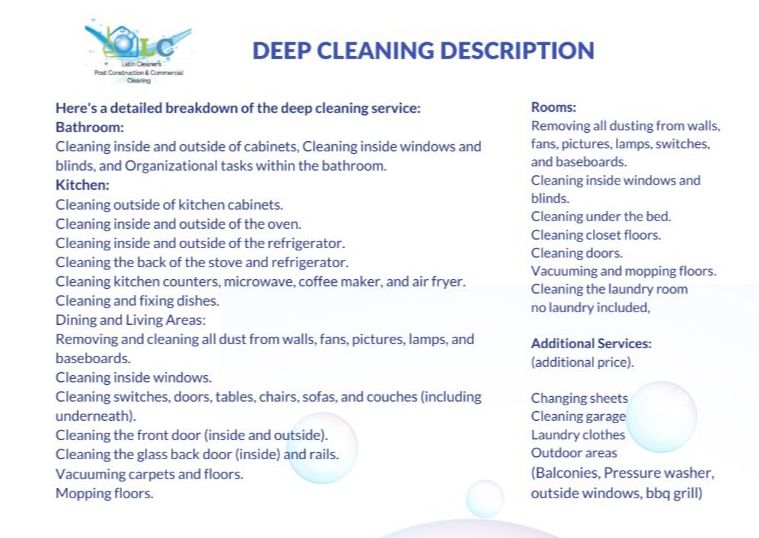 Deep Cleaning - 2bed 2 bath