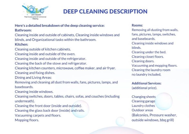 Deep Cleaning - 4bed 2 bath