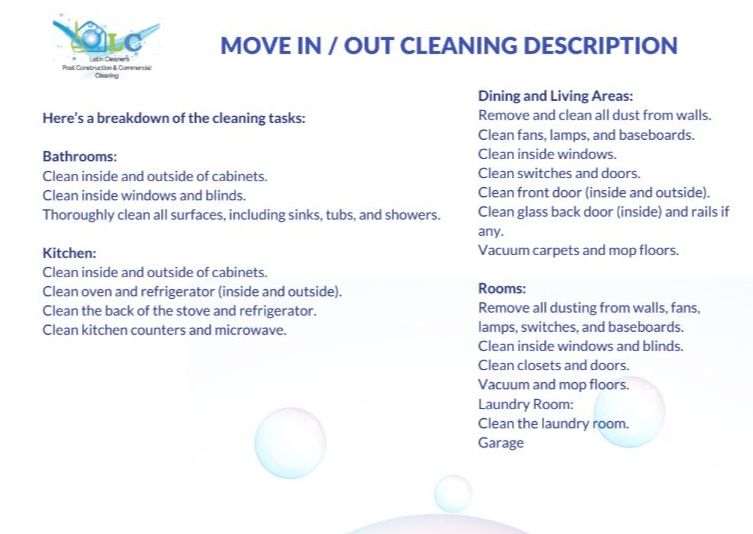 Move in/ out Cleaning - 1bed 1 bath