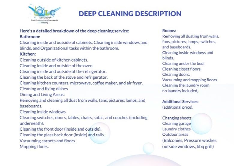 Deep Cleaning - 4bed 3 bath