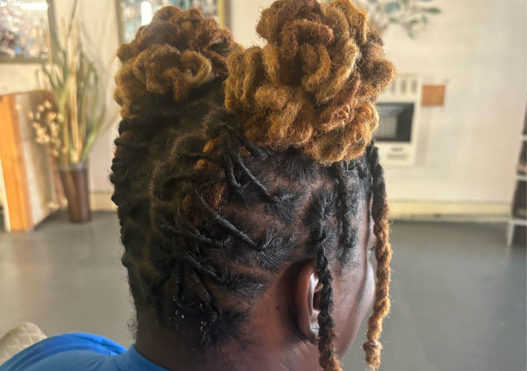 Loc Styles (scalp braid/twist…ponytail) with retwist 