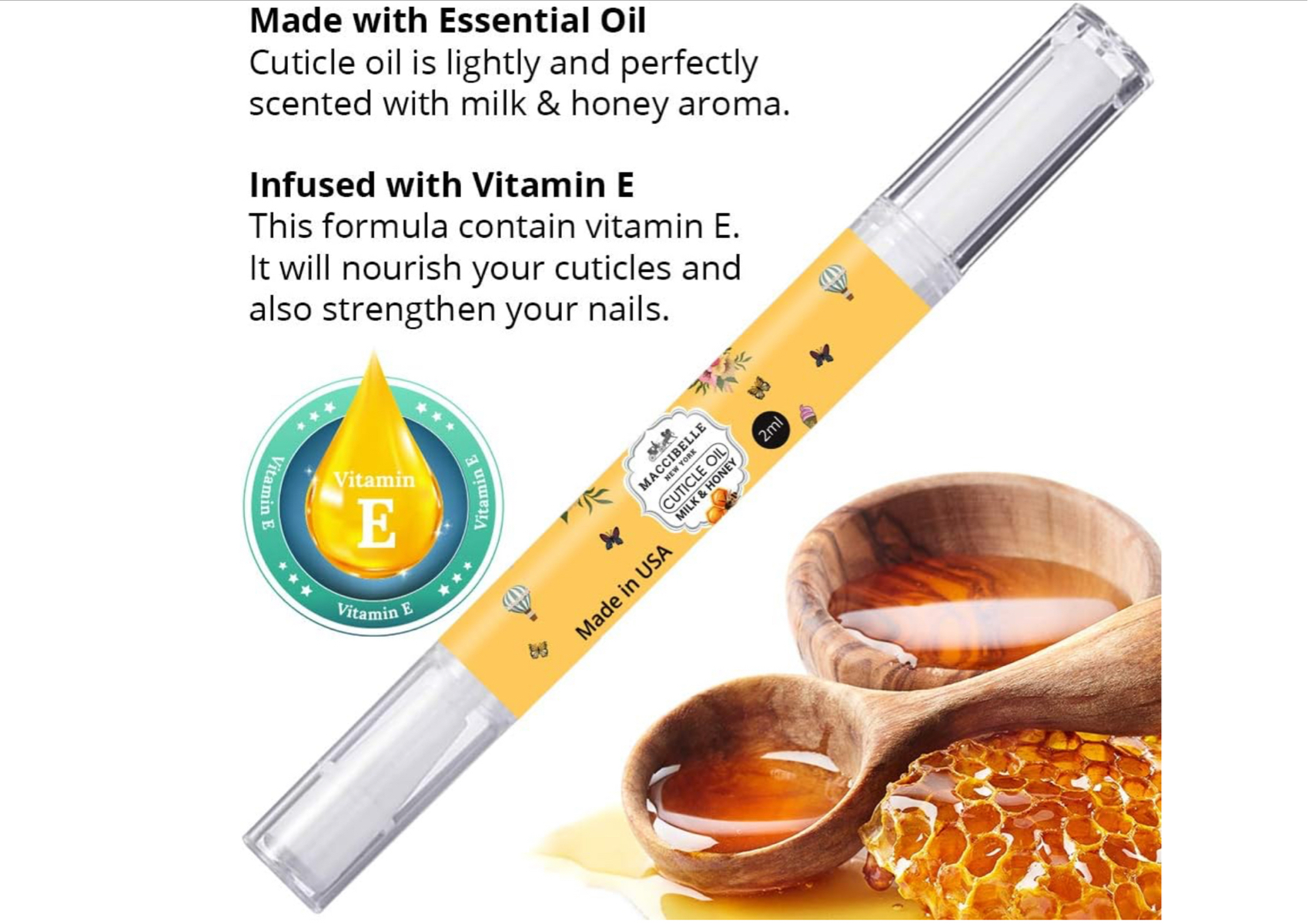 Maccibelle Milk & Honey Pure Cuticle & Nail Oil Pen 2ml