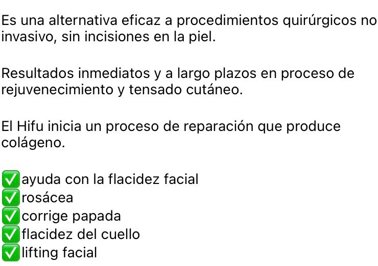 Hifu facial escote a rostro 