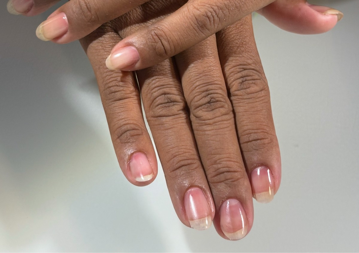 Rubber gel manicure with gel polish