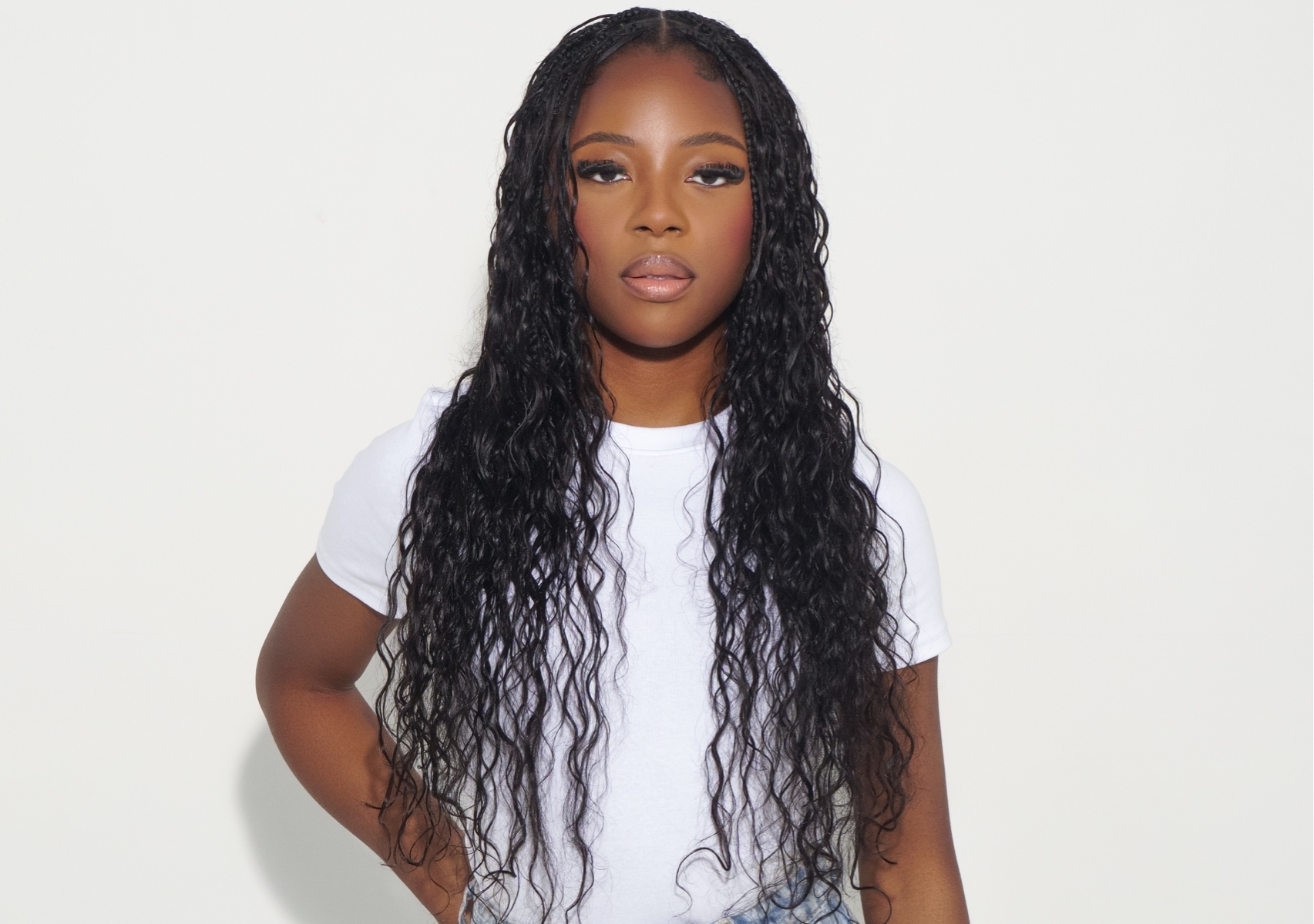 Medium Boho knotless braids 