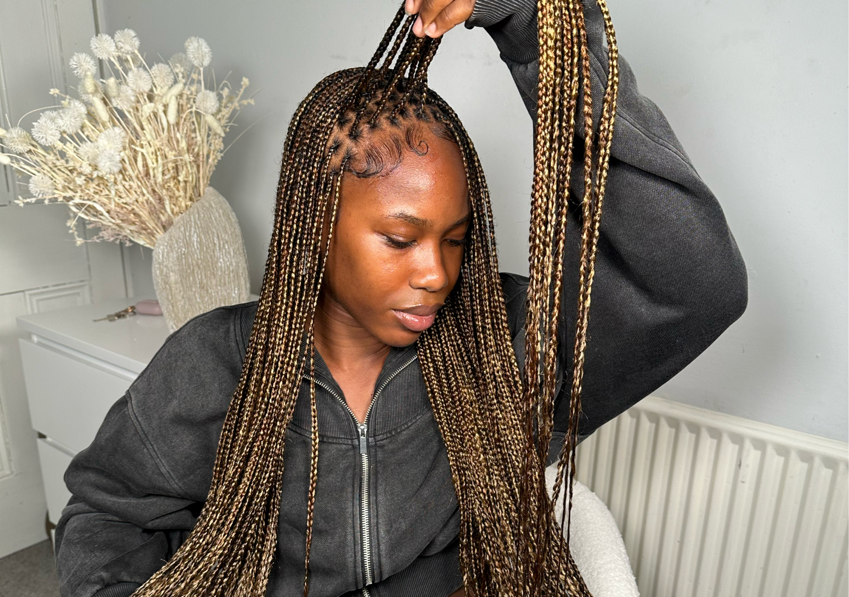 Small knotless Braids Bum length 