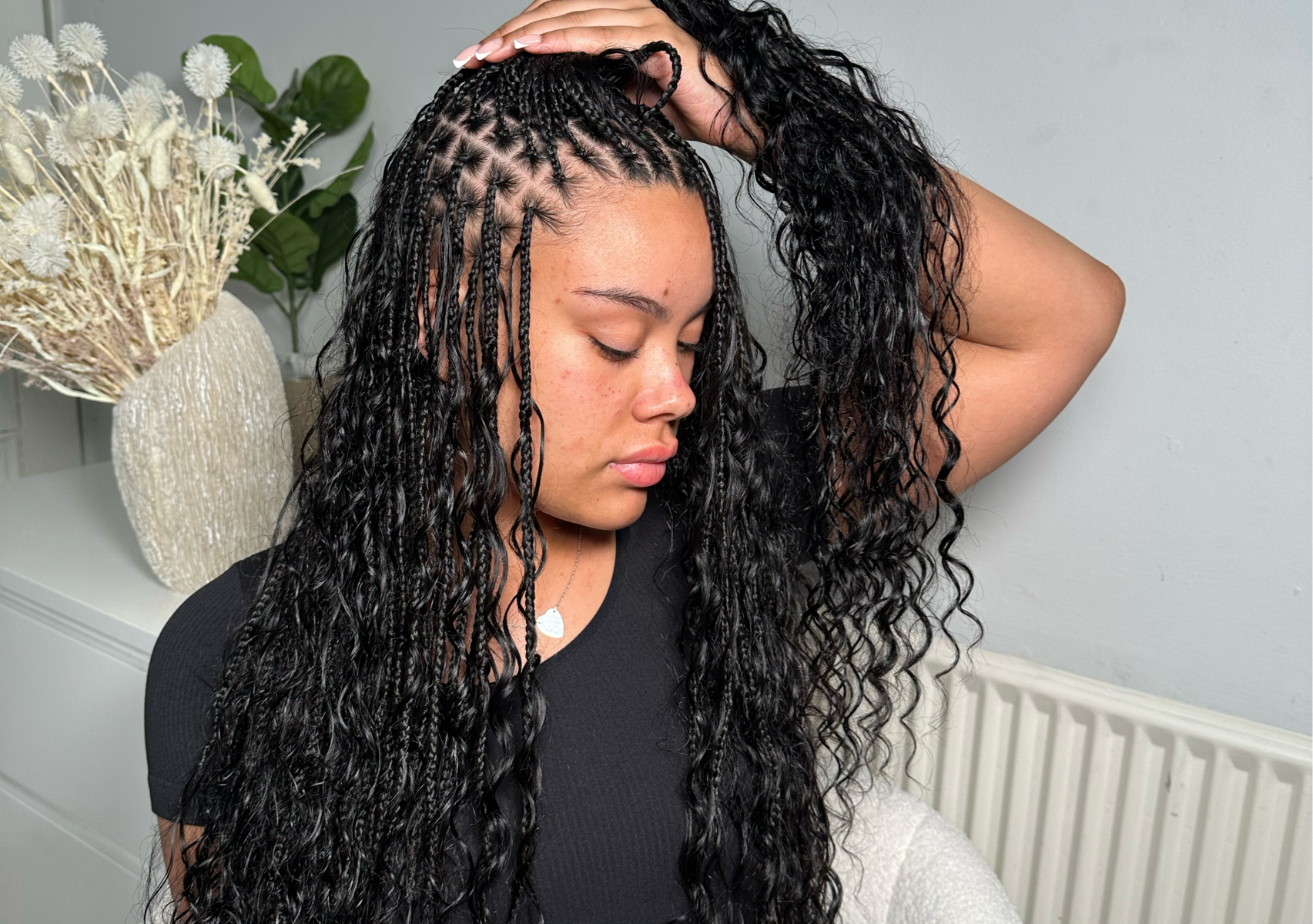 Boho small knotless Braids Waist length 