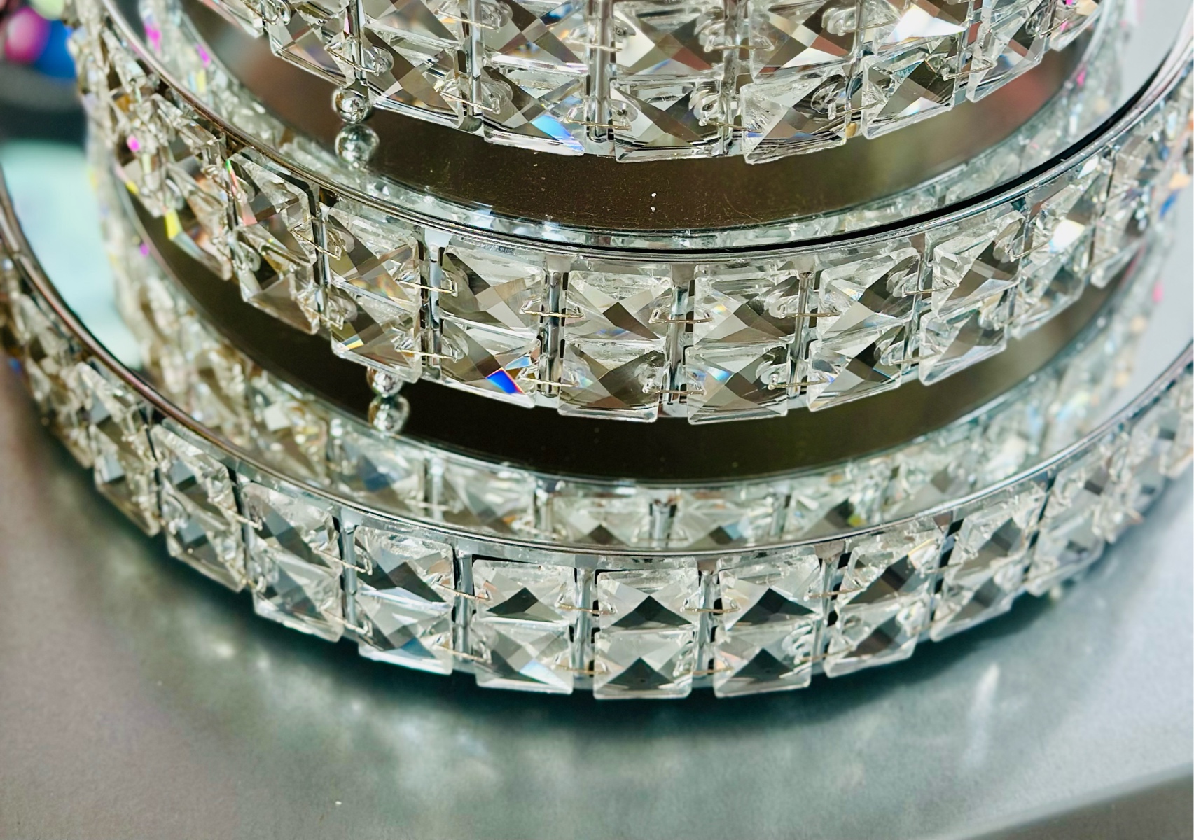 BASE PLATEADA CON CRISTALES 