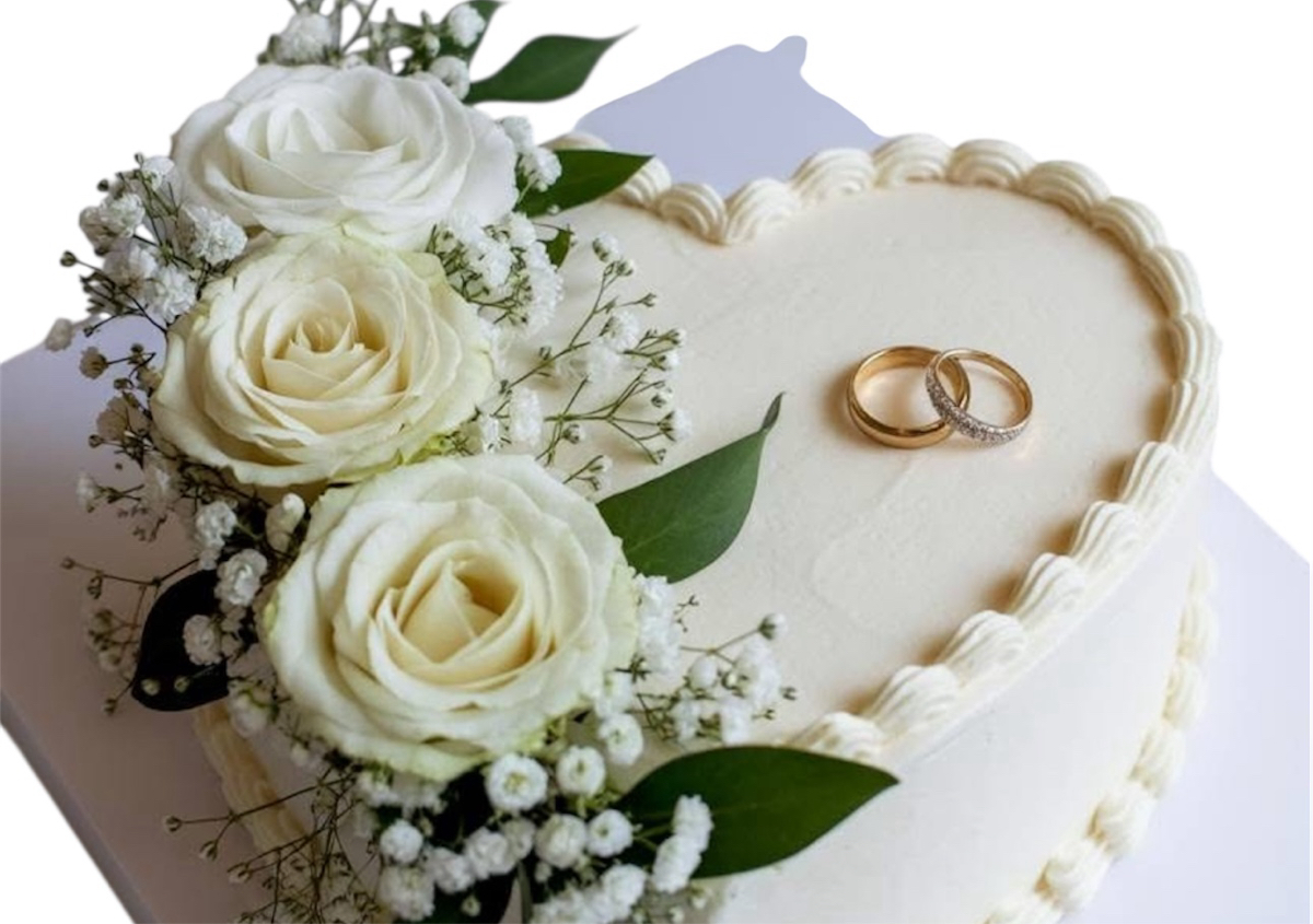 BIZCOCHO  DE BODA EN FORMA DE CORAZON 