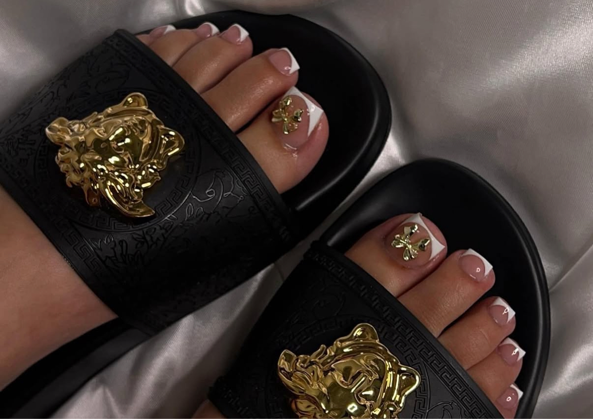 Acrylic toes with French Tip 